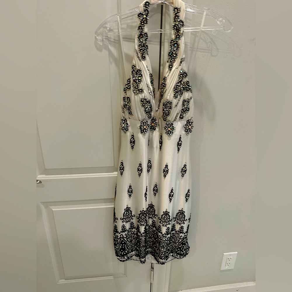 TONY BOWLS BEADED MINI DRESS